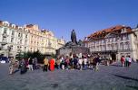 Crowded Jan Hus Memorial, Old Town Square, Prague, CECV01P14_15