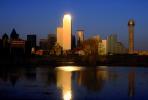 Dallas Skyline, Buildings, Trinity River Water Reflection, 23 March 1993, CTXV01P13_03B