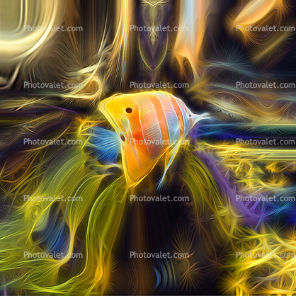 Transcendental Long Nosed Butterflyfish, Abstract Art, Fantasy, Surreal, Paintography, sea creature, Psychedelic