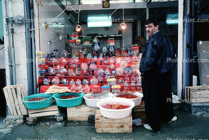 Man selling goldfish