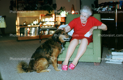 Grandma loving her dog, necklace, 1950s