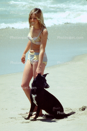 woman, lady, swimwear, Beach, Bikini, Ocean, Sand, 1970s