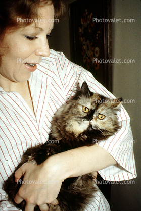 Woman Loving her Cat, face