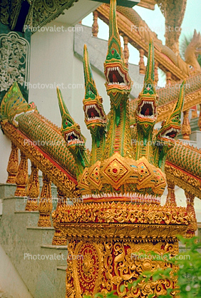 Dragon Carvings at Wat Phra That Doi Suthep, Theravada Buddhist temple, Chaing Mai