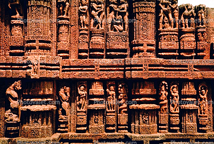 Erotic Stone Carvings, bar-Relief, Sun Temple, Konarak, Orissa, 1950s