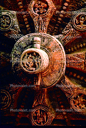 Chariot Wheel Axel, Carving, Sun Temple, Konarak, Orissa, 1950s