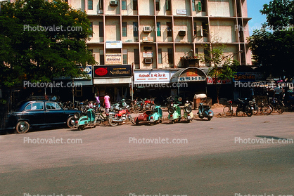 Vespa, Motor Scooters, car, building, Ahmedabad, Gujarat