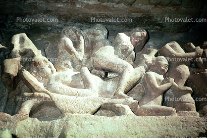 Erotic Carvings, Khajuraho, Madhya Pradesh, Lakshman temple, India