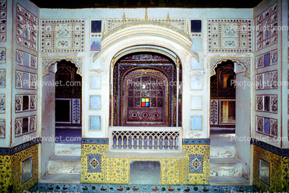 Interior, inside, arch, ornate walls, building, opulant, Junagarth Fort, Bikaner