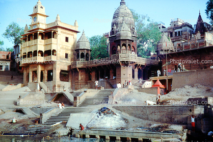 Varanasi Banaras Ganga, Ganges River, Unique Building, Steps, Varanasi, Banaras