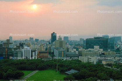 Buildings, skyline, cityscape, smog, Tokyo