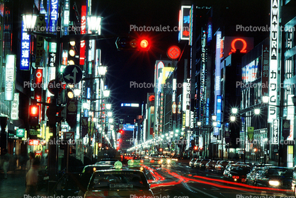 Highrise Buildings, shops, night, nighttime, Ginza District, Tokyo