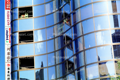 glass, reflection, building, Ginza District, Tokyo