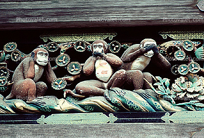 The Three Monkeys, Toshogu Shrine, sacred place, Nikko