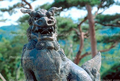 Dragon, Dog, Statue, Ferocious, ugly, Gotemba