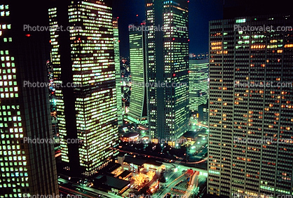 high rise, skyscraper, building, night, Tokyo