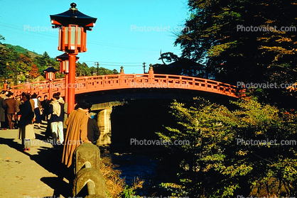 Sacred Bridge, Lantern, Nikko, Taiko arch bridge, 1950s