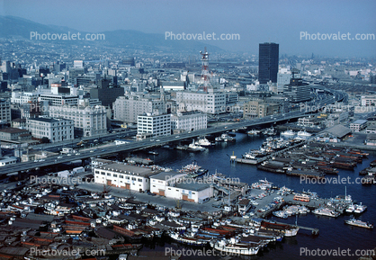Harbor, Docks, skyline, buildings, boats, cityscape, Kobe