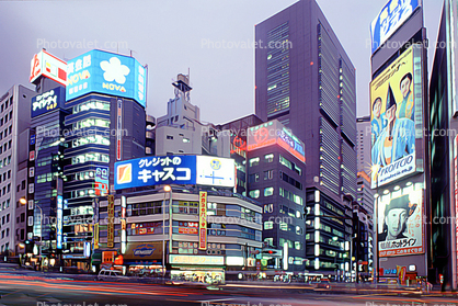 The Ginza, buildings, neon, highrise, Paintography