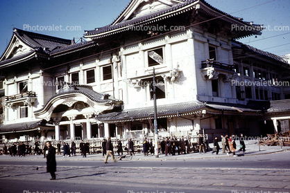 Kabukiza Theater, Ginza District, Tokyo, Kabuki Theatre, building, street, landmark, 1940s