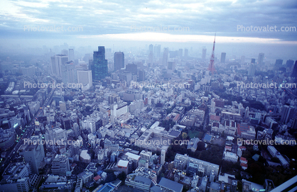 Tokyo Skyline, buildings, hazy