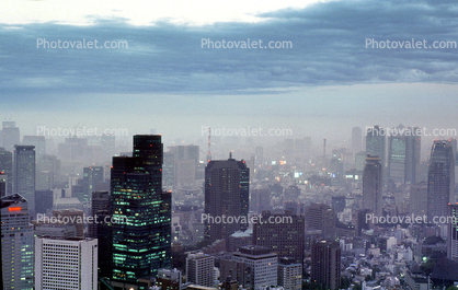 Tokyo Skyline, buildings, hazy