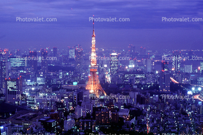Tokyo Tower, Tokyo Skyline, buildings, hazy