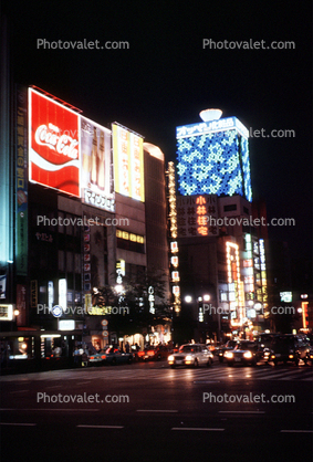 Coca-Cola, Coke, Highrise Buildings, shops, night, nighttime, neon, Ginza District, Tokyo