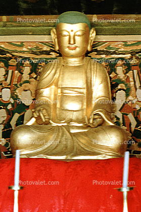 Korea Gangwon Woljeongsa Buddha, Buddha Statue, golden, shrine