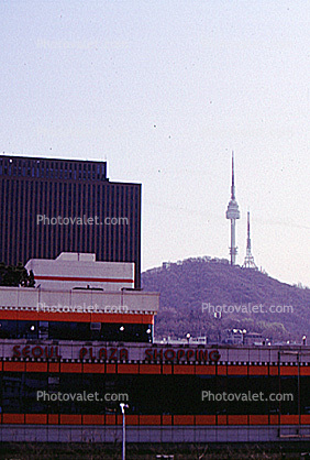 Seoul Plaza Shopping, skyscraper, building, Mountain, N Seoul Tower, Communication, Bowling Pin