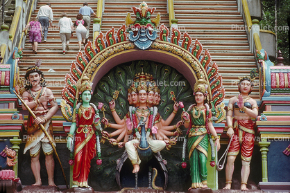 Statues, Deity, Krishna, steps, stars, Batu Caves, Stairs, Hindu shrine, Batumalai Sri Subramaniar Swamy Devasthanam, Kuala Lumpur