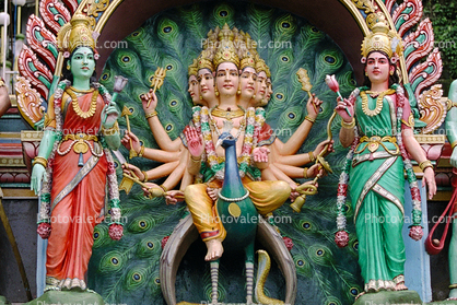 Batu Caves, Hindu shrine, Batumalai Sri Subramaniar Swamy Devasthanam, Deity, statues, peacock