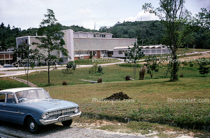 Ford Falcon, University Building, car, trees, hills, Kuala Lumpur