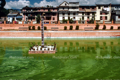 Pond, buildings, homes, Kathmandu