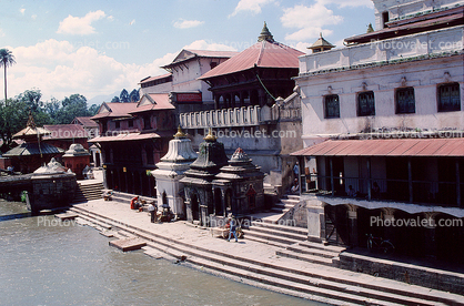 River, Steps, Buildings, Altar, Kathmandu