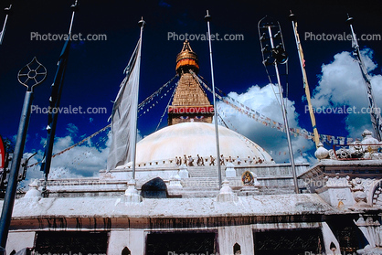 Stupa Boudhanath, Dome, Flags, Kathmandu, Sacred Place, Buddhist Shrine, temple, building