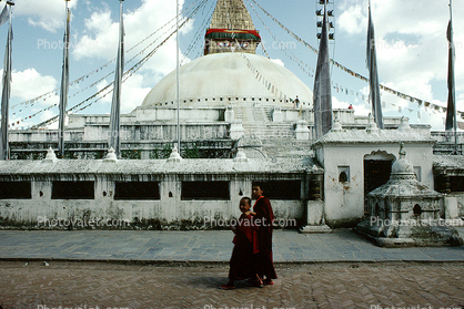 Kathmandu, Stupa Boudhanath, Dome, Flags, Sacred Place, Buddhist Shrine, temple, building