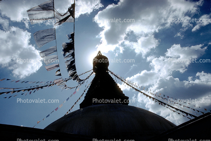 Stupa Boudhanath, Dome, Flags, Kathmandu, Sacred Place, Buddhist Shrine, temple, building
