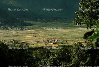 Kathmandu Valley, buildings, fields, mountains