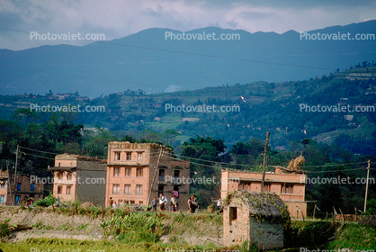 Homes, houses, mountains, Kathmandu, 