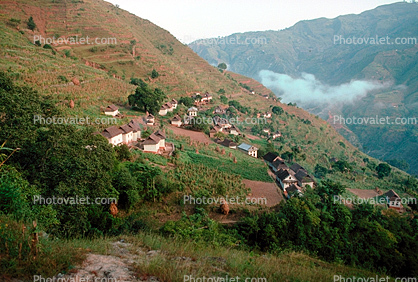Village, buildings, homes, Bolde, Himalayan Mountains