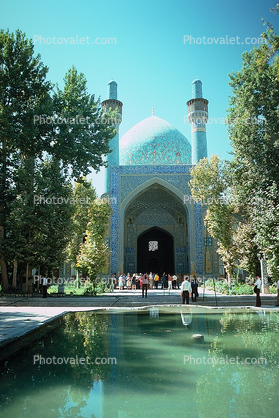 Jameh Mosque, J meh Mosque of Isfah n, Esfahan, landmark, pond, water, trees