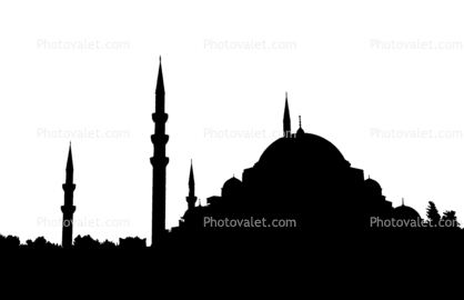 Minaret, Mosque silhouette, landmark, Istanbul, logo, shape
