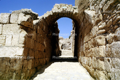 ruins, arch, building, stone, Caesarea