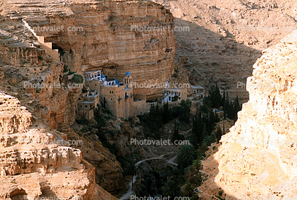 St George's Monastery, Wadi Qelt, sixth-century cliff-hanging complex, cliff hanging, Greek Orthodox church, valley, west of Jericho