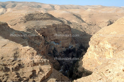 St George's Monastery, Wadi Qelt, sixth-century cliff-hanging complex, cliff hanging architecture, Greek Orthodox church, valley, west of Jericho