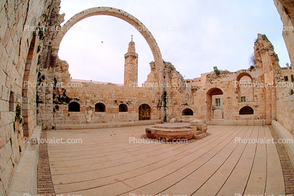 arch of the ruined Hurva Synagogue, Tower, Jewish Quarter, Temple, Jerusalem