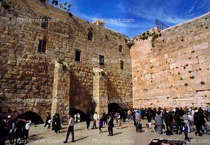 The Old City, Western Wall, Wailing Wall or Kotel, Jerusalem, Shore, buildings, hills, harbor