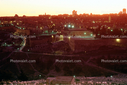 Evening, dusk, sunset, buildings, hillside, The Old City, Jerusalem
