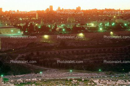 The Old City, Jerusalem, Evening, dusk, sunset, buildings, hillside